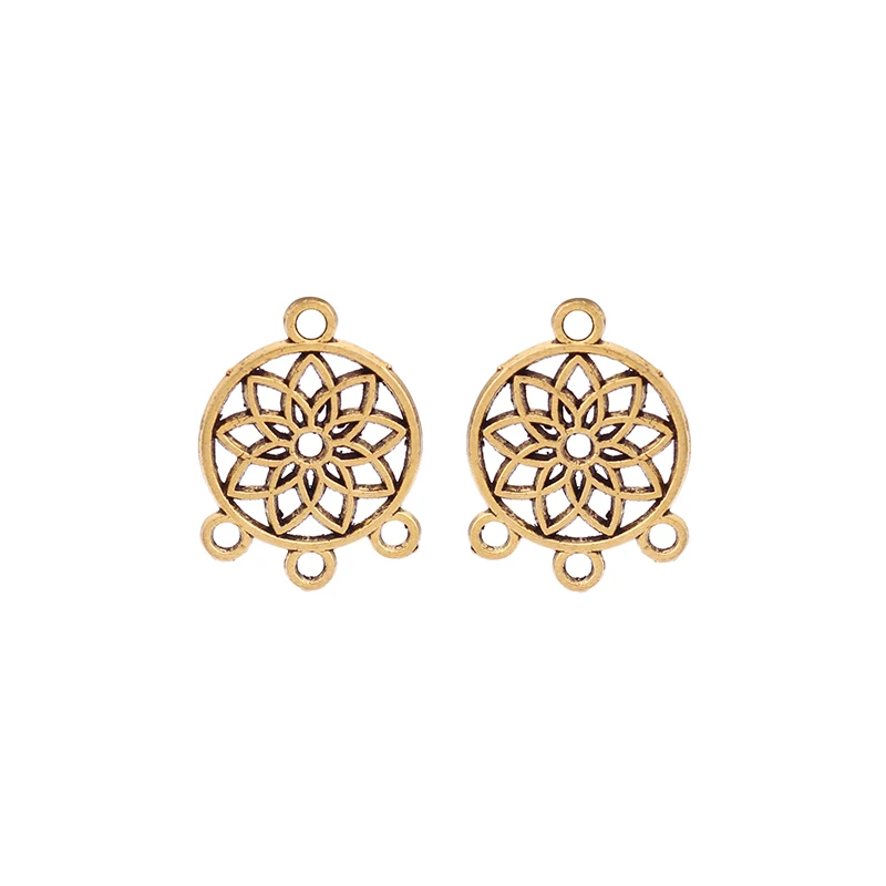 ZXZ 30pcs Tibetan Silver/Gold Tone Dream Catcher Connector Charms Pendants 2 Sided for Earring Jewelry Making Findings