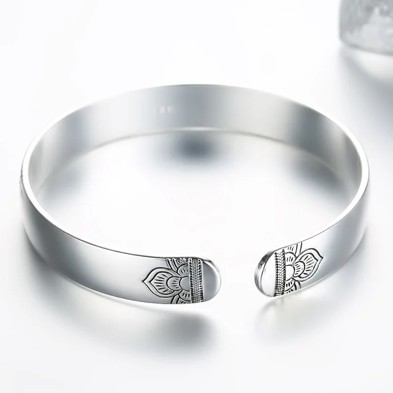 XIYANIKE New Fashion Silver Color  Cuff Bracelet Charm Women Vintage Lotus Flower Religious Party Jewelry Adjustable