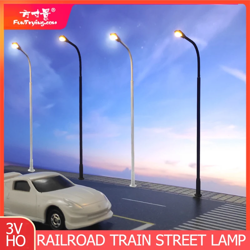 2PCS HO Scale Model Lamp Street Lights Railroad Train Post Street Lights LED 3V  Boulevard/Highway/Parking Area City Layout