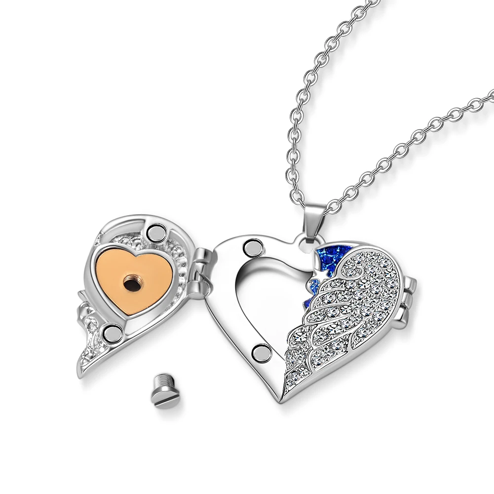 A Piece Of My Heart Lives In Heaven Crystal Inlay Cremation Jewelry For Ashes Keepsake Memorial Pendant Urn Necklace Dropshiping