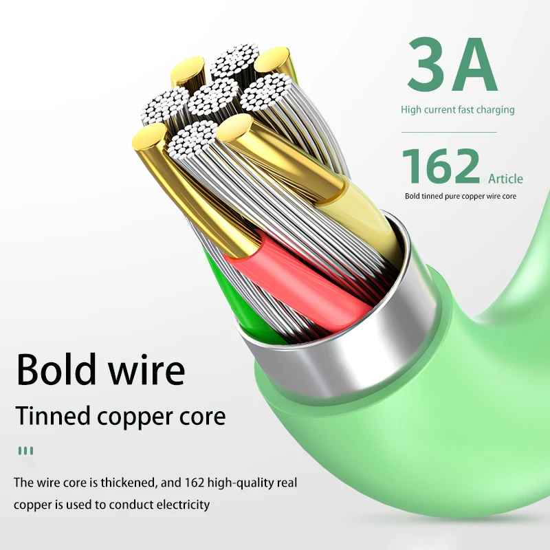 LED 3A Fast Charging USB Micro Cable Data Cable for Samsung Xiaomi Huawei HTC OPPO VIVO V8 Mobile Phone Charger USB Cable