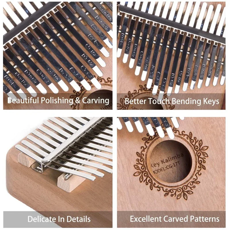 17 Keys Kalimba Thumb Piano Mbira Finger Piano Instrument Mahogany High Quality Handguard Acacia Wood Calimba with Tune Hammer