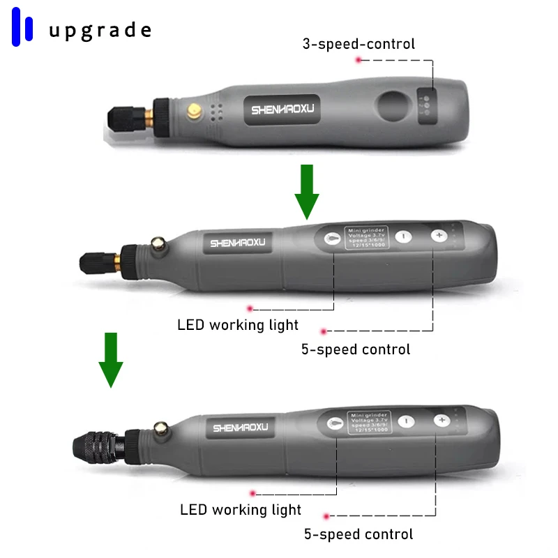 Taladro eléctrico inalámbrico de 3,7 V, herramientas eléctricas, Mini amoladora, juego de accesorios de molienda, bolígrafo de corte de grabado