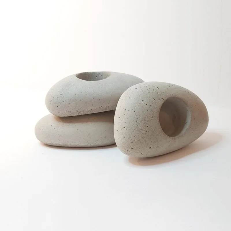 Kamienne formy do świeczników betonowych Podstawa pod tealight Silikonowe formy do cementów i gipsu Kamyki Rośliny kamienne Formy doniczkowe
