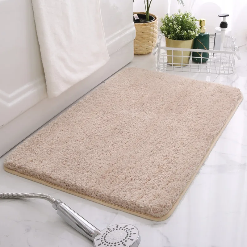 Extra Thicken Bathroom Bath Mat Microfiber Solid Color Toilet Rugs Large Size Floor Carpets for Lavatory Washroom Bathtub Side