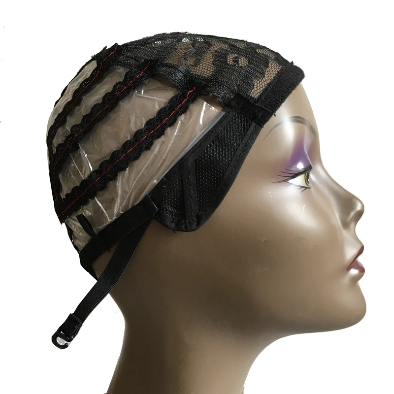 5 Pcs Black Plastic Wig Making Cap for Machine Wigs Hair Net with Adjustable Strap Wig net