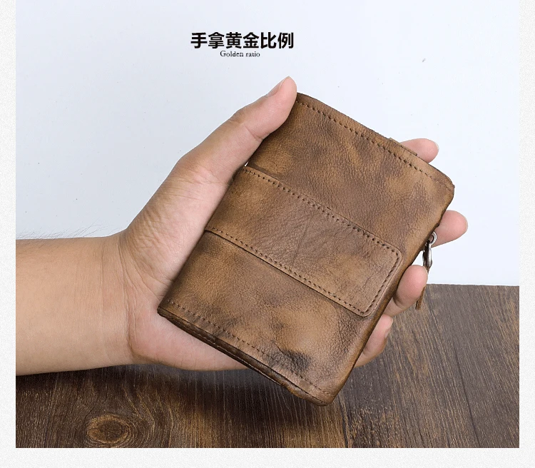 Nueva cartera de cuero genuino a la moda para hombre, cartera de cuero para hombre, bolso de mano para hombre, monedero, tarjetero, clips para dinero