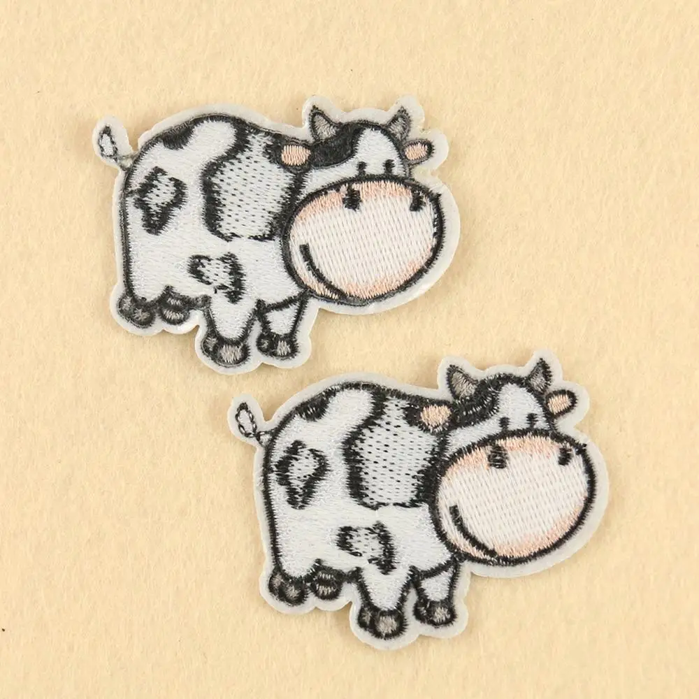 2/5pc Cute Farm Milk Cows Patch Cartoon Animal Embroidery For Backpack Clothes Clothing Costume Bag Hat Diy Decor Applique Badge