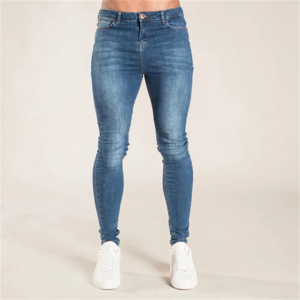 EH·MD® Skinny Solid Color Skinny Jeans Men's Silk Zipper Pure Cotton High Stretch Pencil Pants Breathable Thin Comfortable Pants