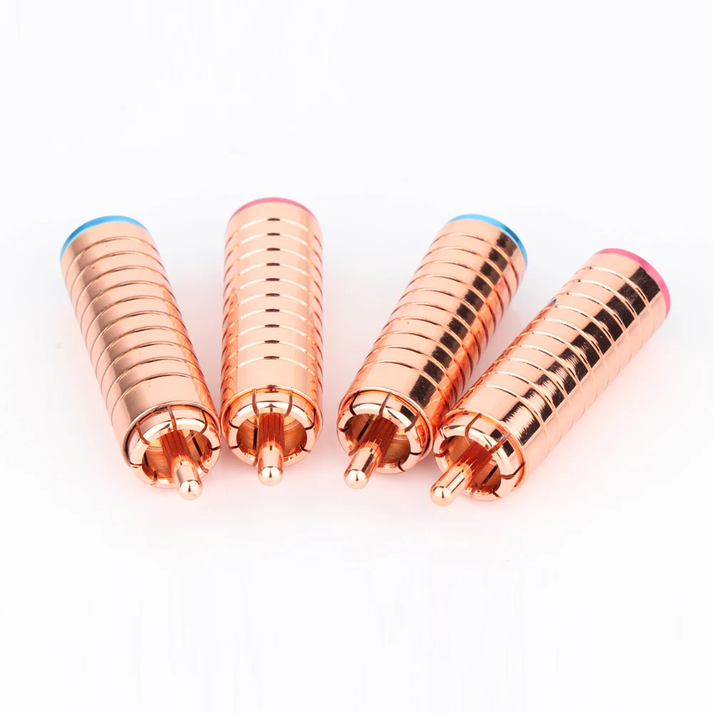 Latão com conector RCA banhado a cobre Solda de áudio Plugue RCA de 8 mm Cabo de áudio fono Plugue macho RCA