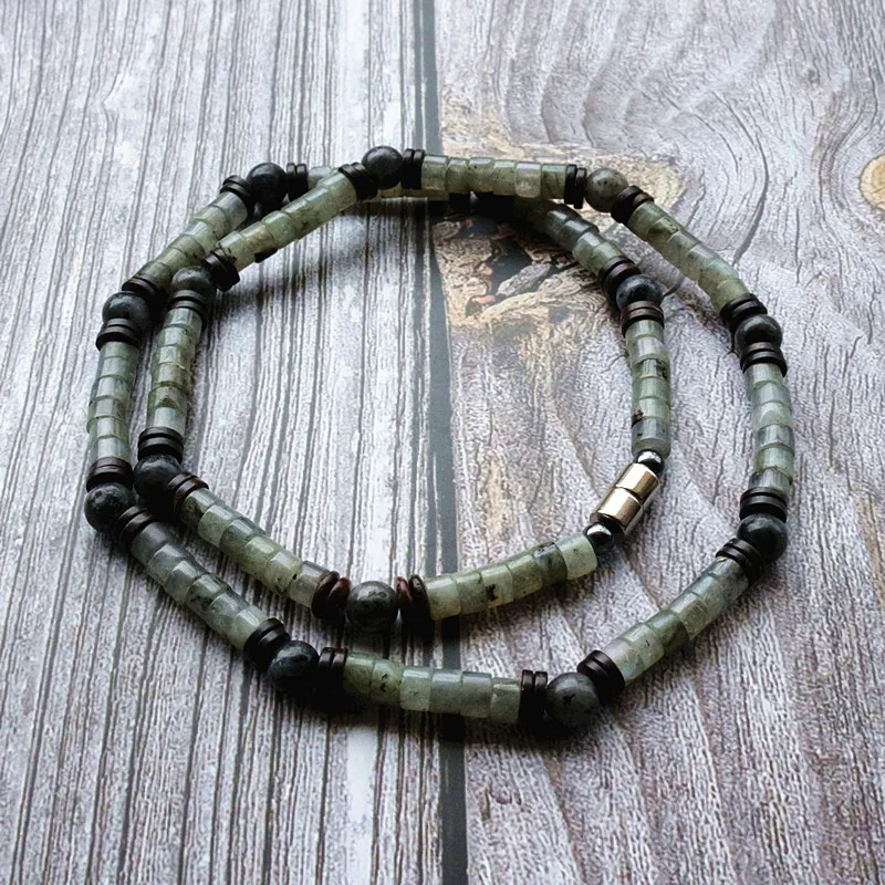 Men Beaded Choker Necklace Flash stone with Coconut Shell Tribal Jewelry Surfer Necklace For Mens Dropshipping