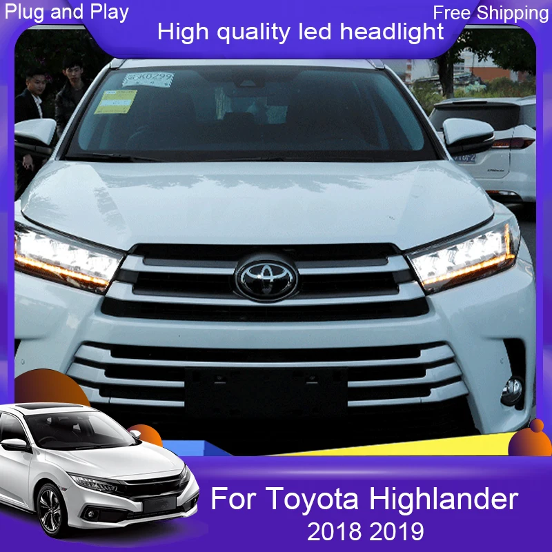 

Car Styling for 2018 2019 Highlander Headlights forToyota Head Lamp LED Daytime Running Light LED DRL Bi-Xenon HID car accessori