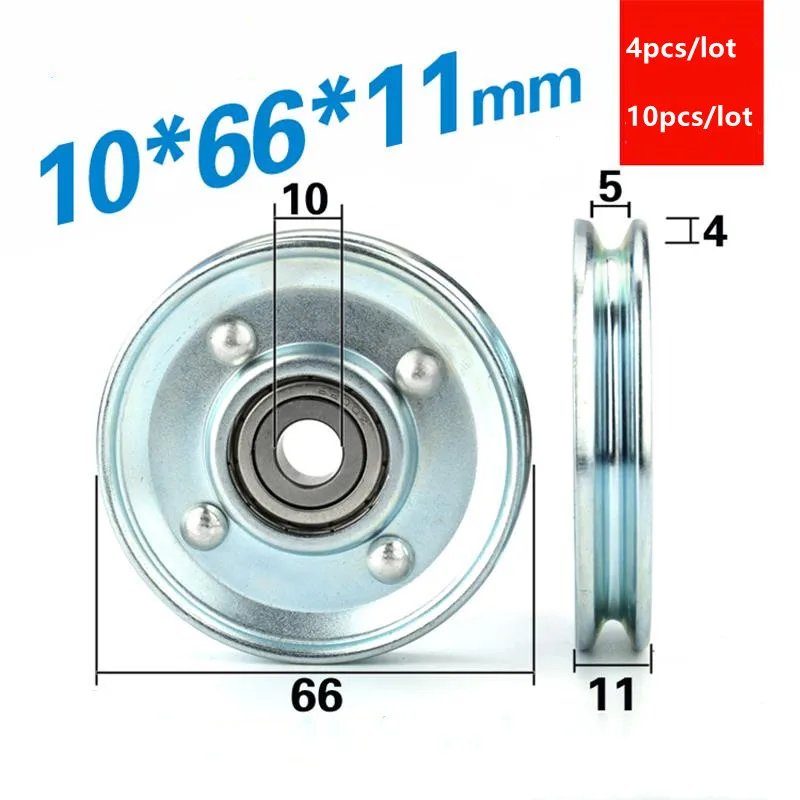 4pcs/10pcs 10*66*11mm U type groove elevator door wheel metal wheel wire rope fine wire guide wheel 10x66x11 6200ZZ 6200