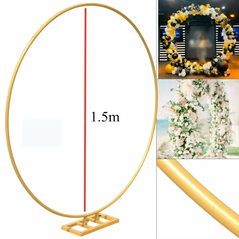 60" Round Wedding Arch Party Props Flower Balloon Background Circle Gold Flower Stand for Party
