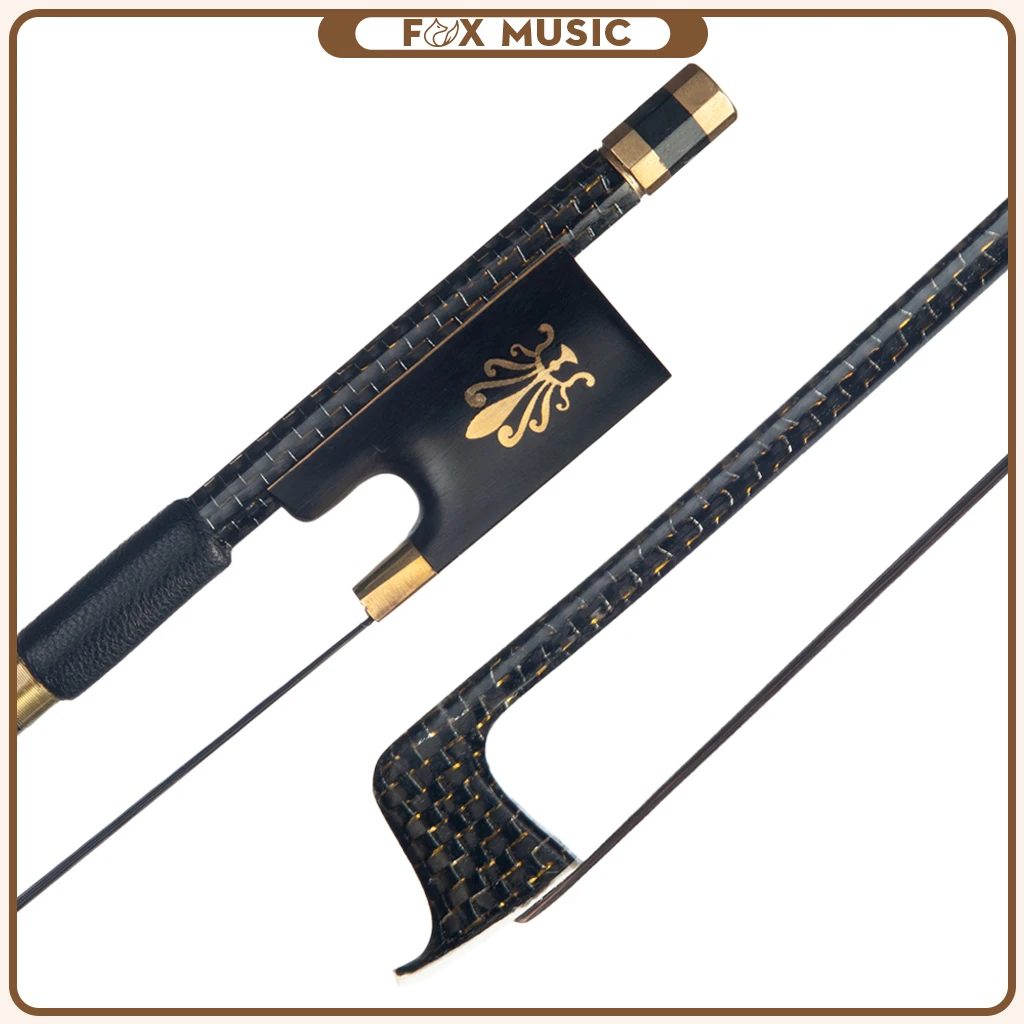 

Advanced 4/4 Violin Fiddle Bow Golden Silk Braided Carbon Fiber Round Stick Ebony Frog Black Horsehair