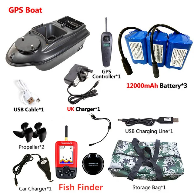 GPS Aasboot 500M 3KG Laadvermogen 40 stuks GPS Puntvisserij Aasboot 2 Bakken GPS Autonavigatie LCD Scherm Viszoeker Nestboot