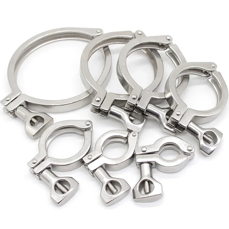 Heavy Duty Clamp SS304 Stainless Steel single Pin Clamp with Silicone gaskeT tri Clover Fitting 1“-4” 1PCS 2PCS 5PCS 10PCS