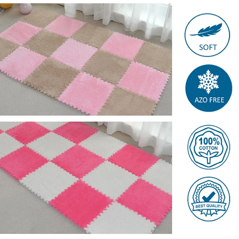 DIY Jigsaw Shaggy Teppiche Wohnzimmer Schlafzimmer Weiche Bereich Teppich Boden Kinder Kinder Magie Patchwork Plüsch Matte Baby Playmat