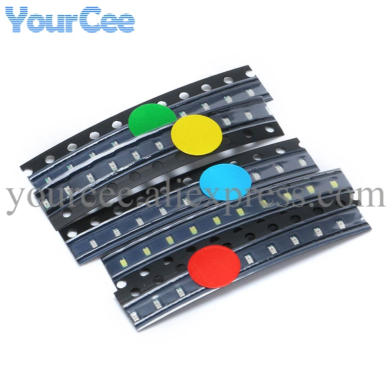 100PCS/LOT 1206 0402 0603 0805 SMD LED Diodes Component Package Kit DIY White Red Blue Green Yellow 20pcs each Super Bright