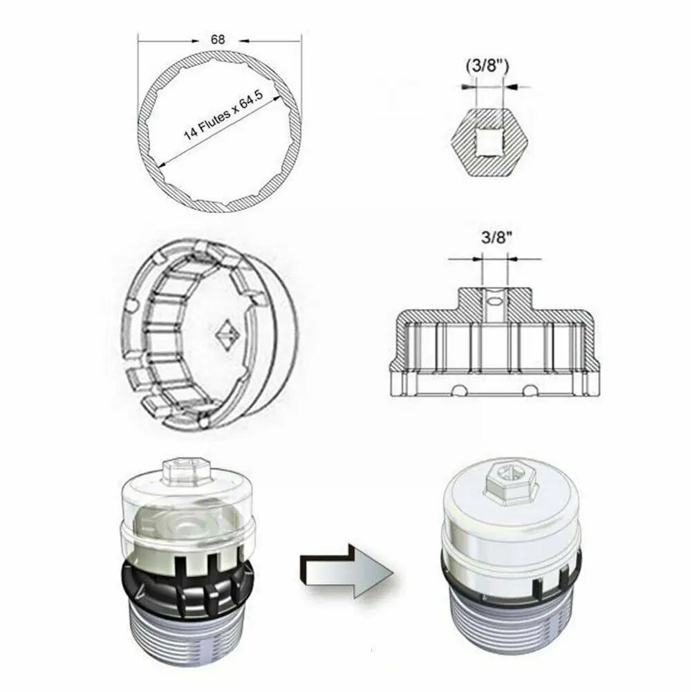 64.5mm Oil Filter Wrench Socket Remover Available for Toyota Lexus Scion Matrix Accessories Auto Tools