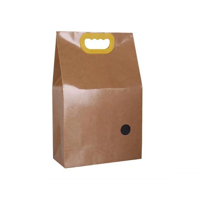 

30pcs Kraft Paper Rice Bags With Handle Stand Up Waterproof Food Nut Dry Fruit Storage Bag with Window