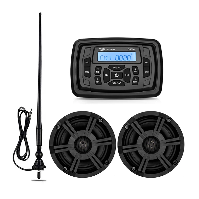 

Waterproof Marine Stereo Bluetooth Audio Radio Receiver Car MP3 Player For RV Yacht Motorcycle+6.5" Marine Speaker+FM AM Antenna