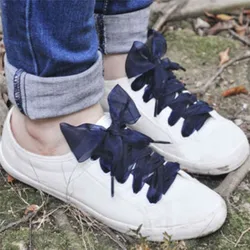 1Pair 120cm Elegant Organza Ribbon Shoe Laces Sport Shoes Sneakers Bowknot Flat Shoelaces Canvas Bootlaces Strings for Girls