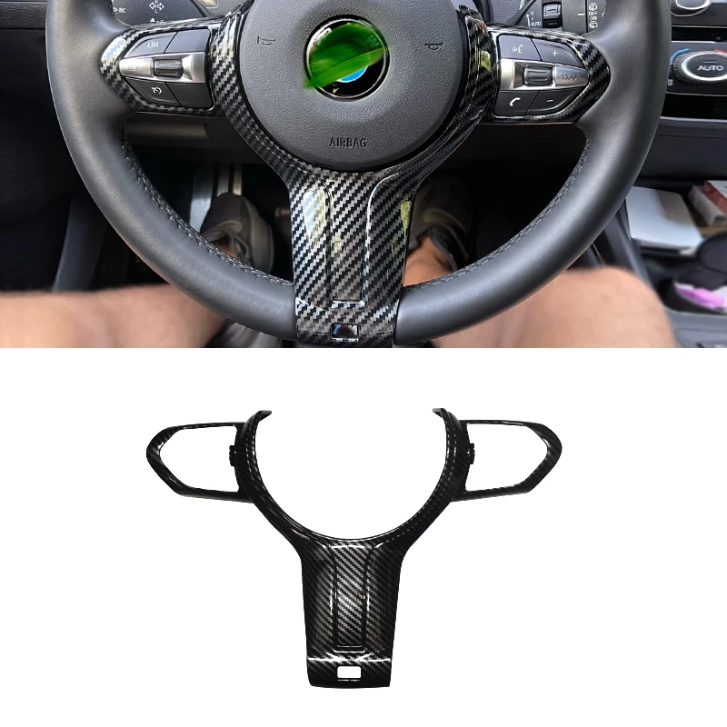 For BMW F Chassis F06 F10 F11 F12 F15 F16 F20 F21 F22 F23 F30 F32 F34 ABS Carbon Texture Car Interior Steering Wheel Cover Trim