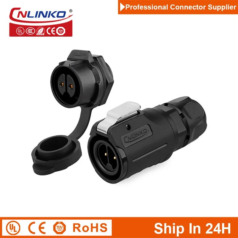 Cnlinko LP16 Plastic M16 2pin Waterproof Cable Connector Plug Socket Joint Wire Adapter for LED Display Screen Aviation Industry