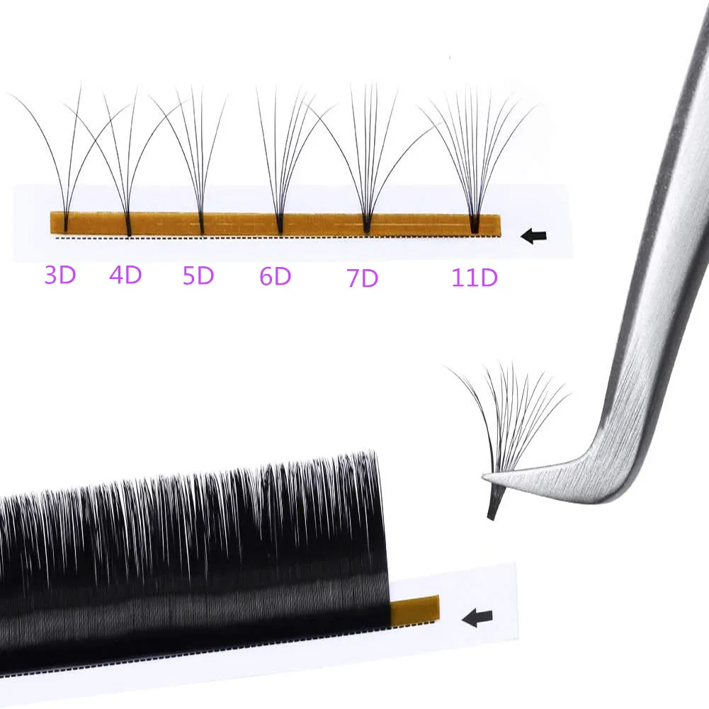 GEMERRY Easy Fan Lashes DIY Volume Faux Nerz Mix Länge Fast Bloom Russland Lange schwarze natürliche Wimpernverlängerung Make-up-Zubehör