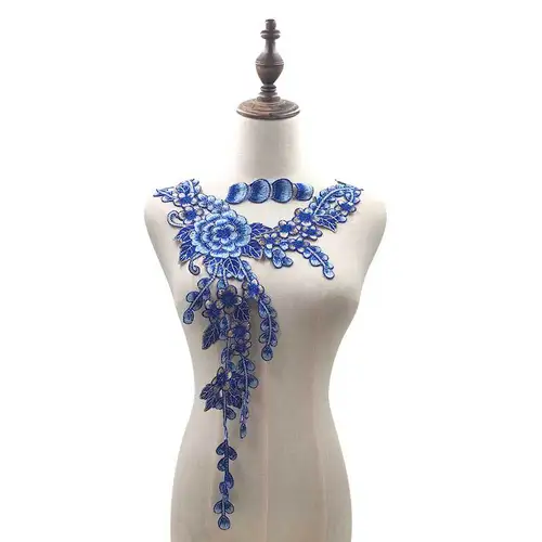 Imagen 2 del producto Ramillete de encaje soluble en agua, collar bordado de flores, cuello frontal, accesorios de encaje DIY, decoración de ropa