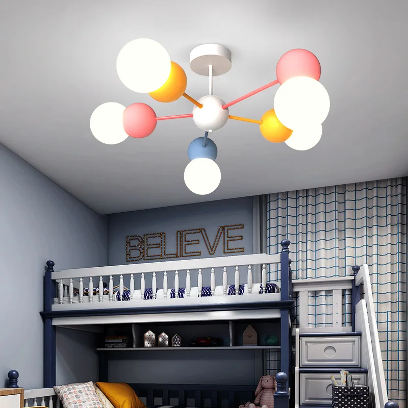 Nordic Kids Chandelier Light for Bedroom Nursery School Indoor Decor Cute Cartoon Pendant Hanging Lamp LED AC 220V