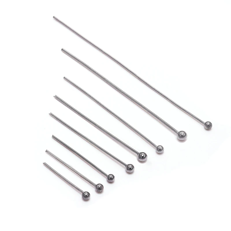 100pcs/Lot 15 20 30 40 50mm Bright Tone Stainless Steel Ball Head Pin For Diy Jewelry Making Headpin Findings Accessories