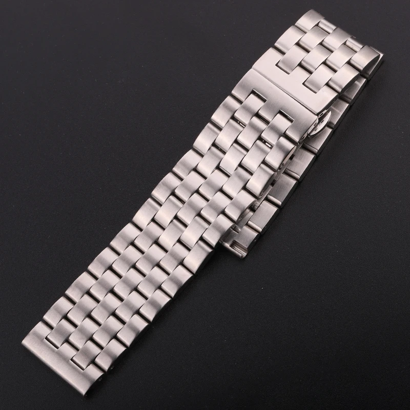 Watch Barcelet 20 22 24 26mm Stainless Steel Watchbands Women Men Silver Brushed Metal Watch Strap Deployment Clasp