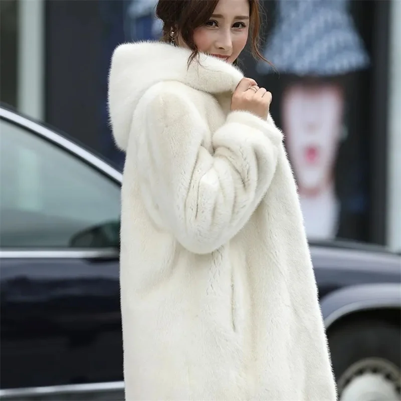 Haining Mink Fur Jacket Women Mid-length Winter Thickening Middle-aged Mother Wear Faux Mink Fur Coat Mink Velvet Thicken A670