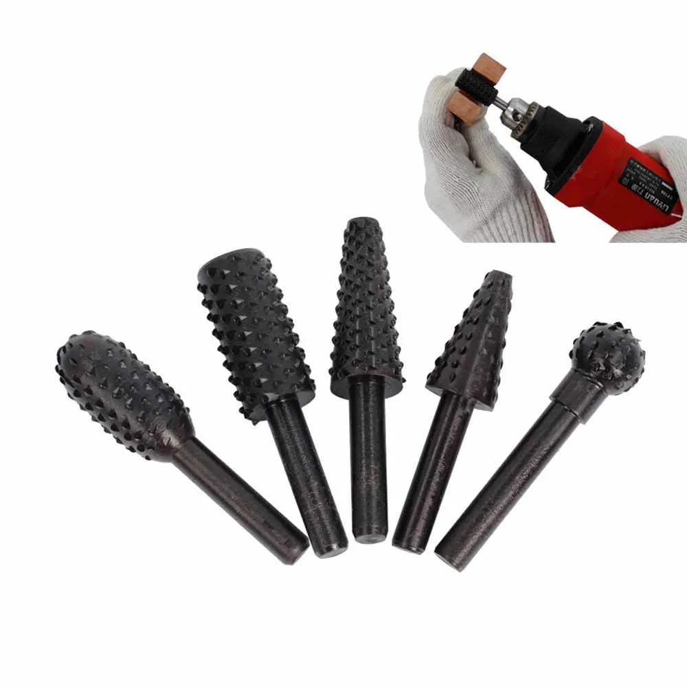 5pcs Woodworking Steel Rotary Rasp File 1/4\