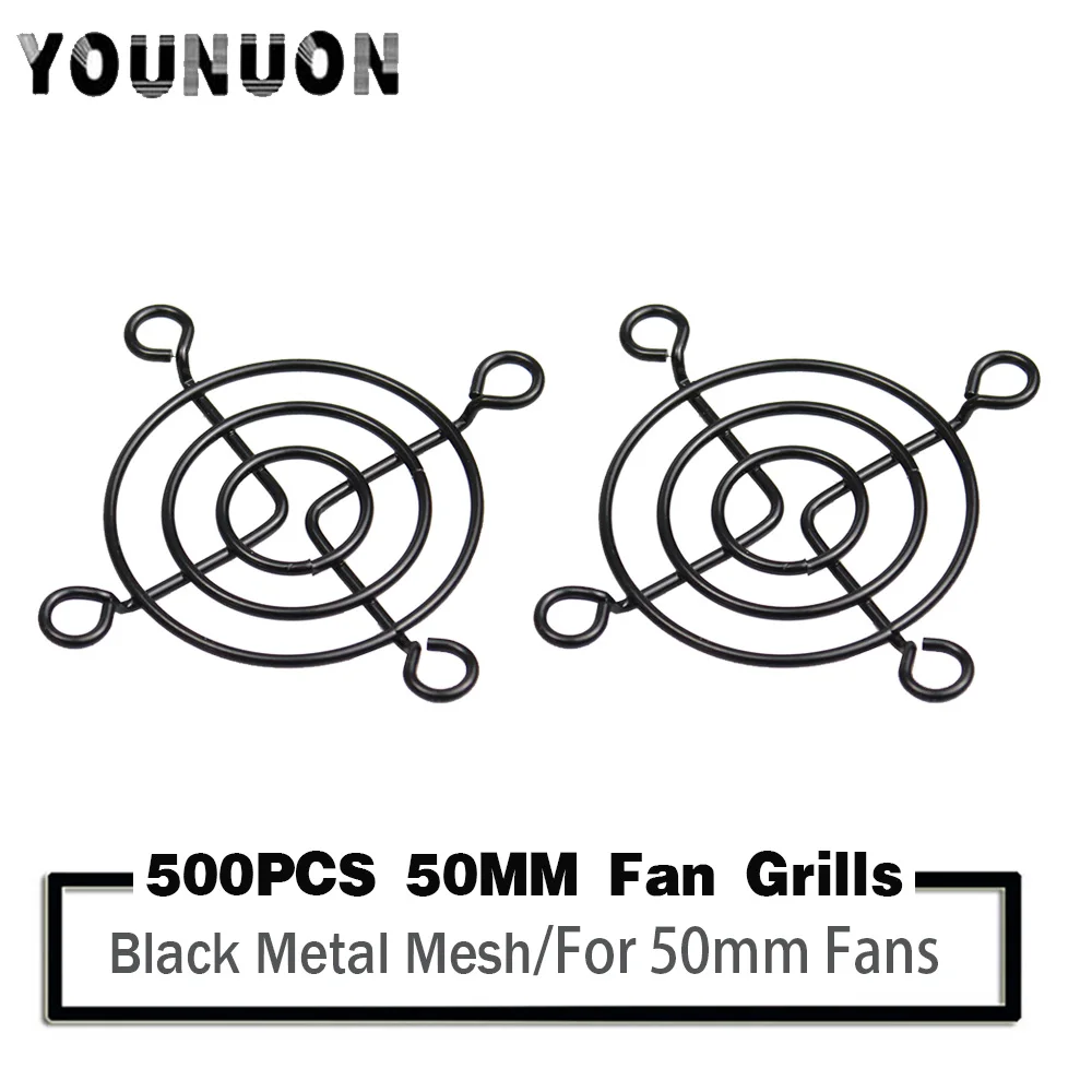 500 Pieces 50mm 5cm Black Tone Metal Grill Protector 50mm CPU Fan Finger Guards 50x50mm Fan Grills for DC Fans