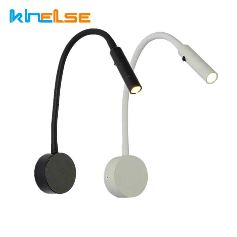 

Modern LED Reading Wall Lamp 1W/3W Flexible Hose Bedside Wall Mounted Sconce Bedroom Study Book Wall Light With Switch AC85-265V