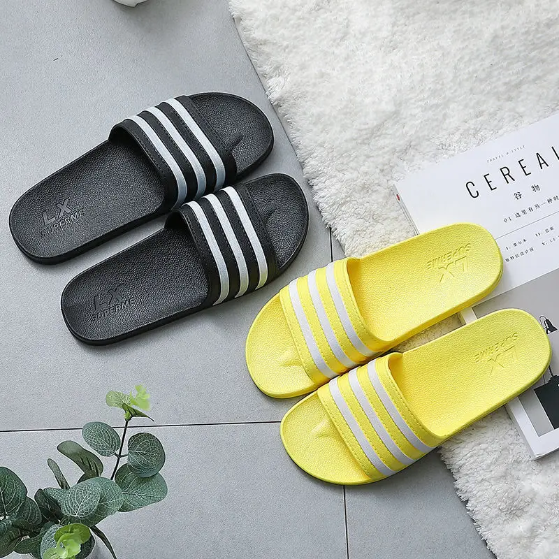 Wear-resistant slippers for women indoor fashion stripes in summer couples wear sandals slippers outdoors in non-slip bathroom