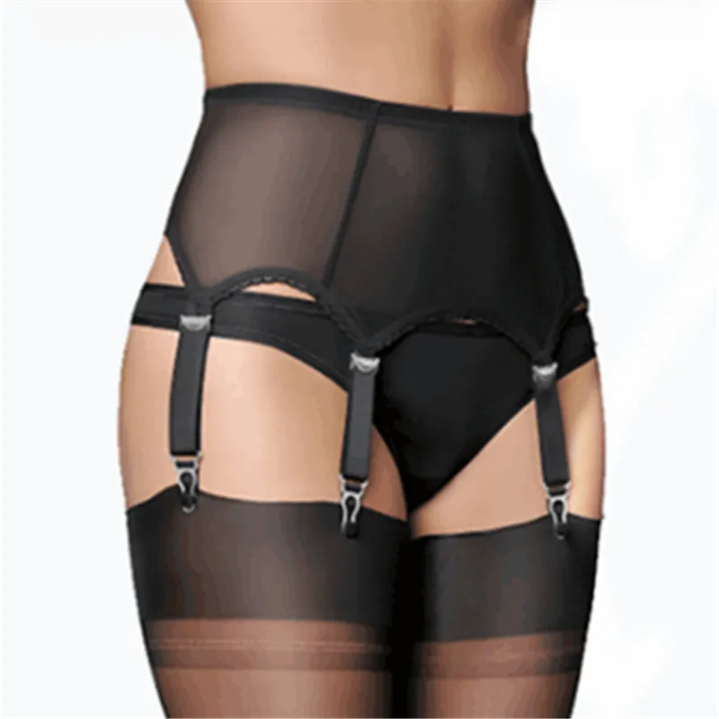 Cinto de liga vintage de cintura alta para mulheres, lingerie sexy, suspensor elástico, 6 fivelas de metal