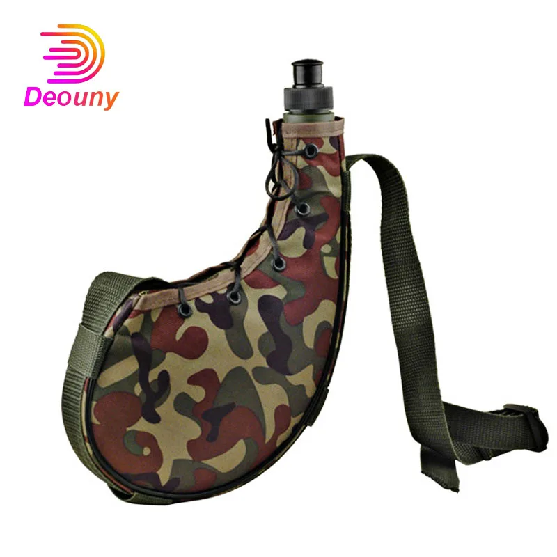 DEOUNY Army Hip Flask Outdoor Sports Bottle-Camping Camouflage Pot With Shoulder Strap Kettle 750ml Drinkware