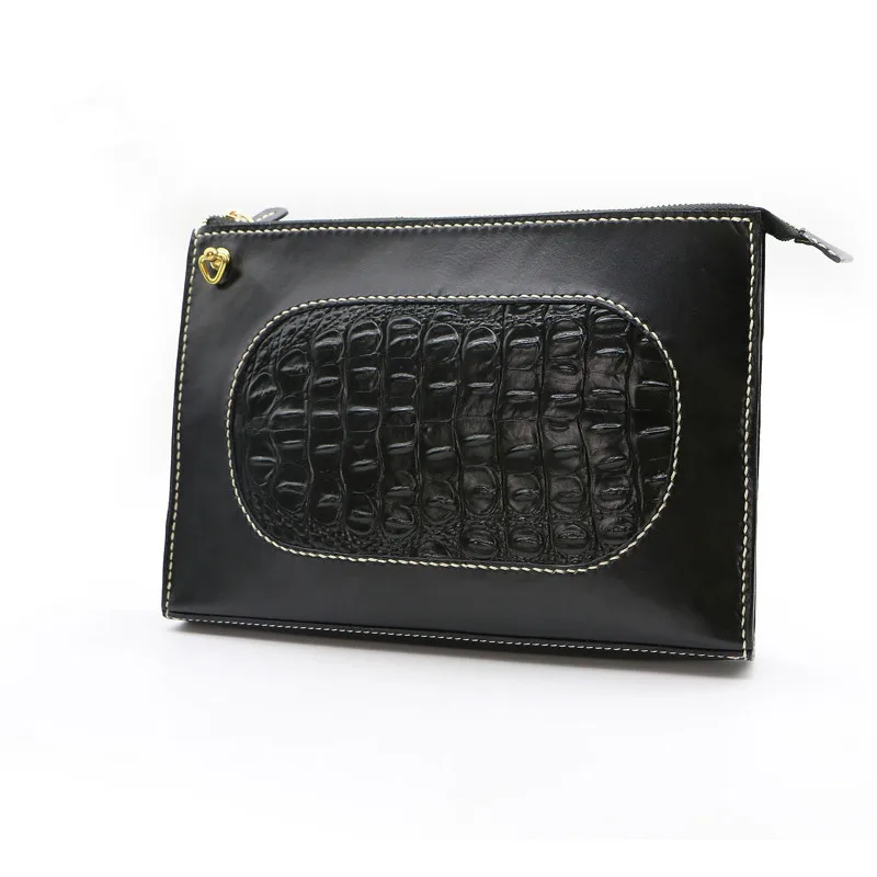 

Handmade Women Men Vegetable Tanned Leather Crocodile Design Bag Money Holder Purse Cigarette Pocket Clutches Envelope