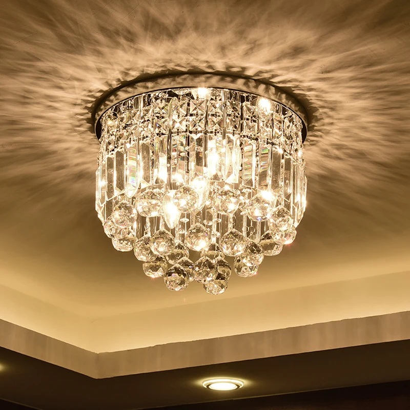 Modern Brief Ceiling Lamp for Dining Room Home Decor E14 LED Bulb Luxury Ceiling Lighting Fixture with Multiple Crystal