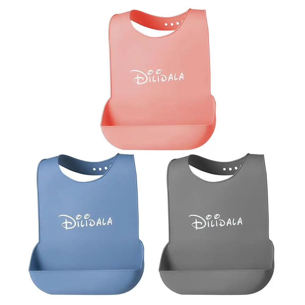 Waterproof Silicone Adult Bib With Breadcrumb Collector Cloth Protector Adult Mealtime Cloth Protector Detachable Bib