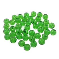 50-pack Round Glass Beads 8mm 6mm Brass Tackle Sea Fishing Beads Carp Fishing Accessories for Bait Rigs