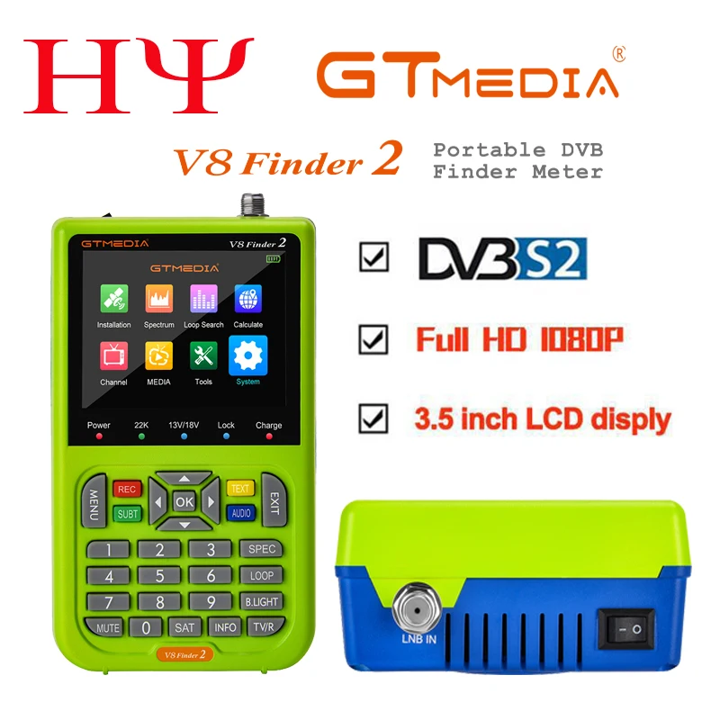 Media Player GTMEDIA V8 Finder2 Satellite Finder Meter DVB-S2X 1080P gtmedia v8 finder 2 3.5 Inch High Definition TFT LCD Screen