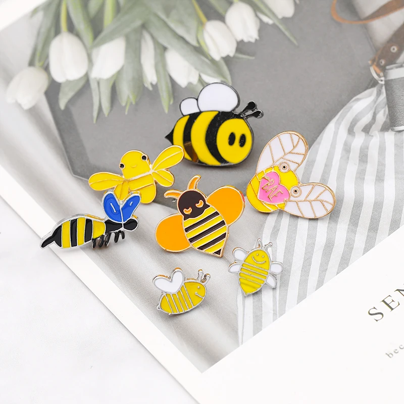 Animal Bee Honeybee Enamel Pins Collection Backpack Badges Cartoon Honey Bee Brooches Clothes Lapel Pin Jewelry Gifts For Kids