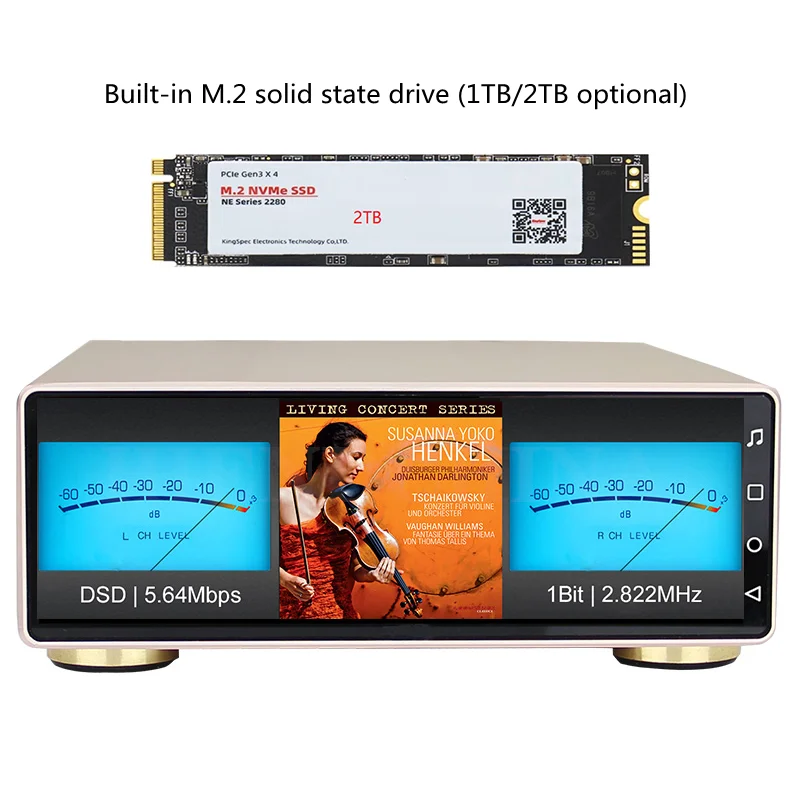 JF Digital MX-3 Android 10.0 WiFi HDD HHD Audio HiFi Player 32Bit/348KHz DSD512 BT5.0 USB Coaxial I2S IIS Russian Korean Menu