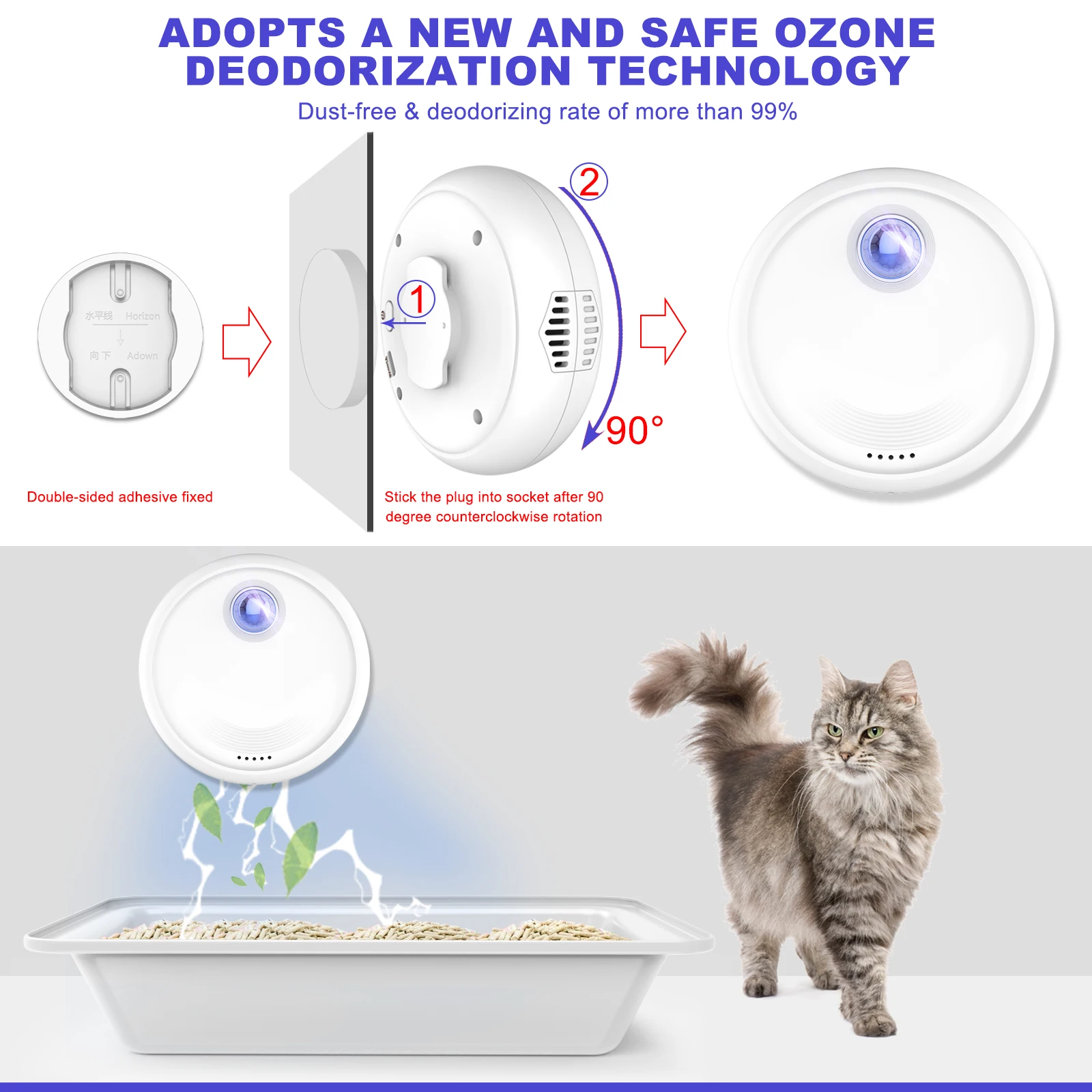 4000mAh Smart Cat Odor Purifier For Cats Litter Box Deodorizer Dog Toilet Rechargeable Air Cleaner Pets Deodorization