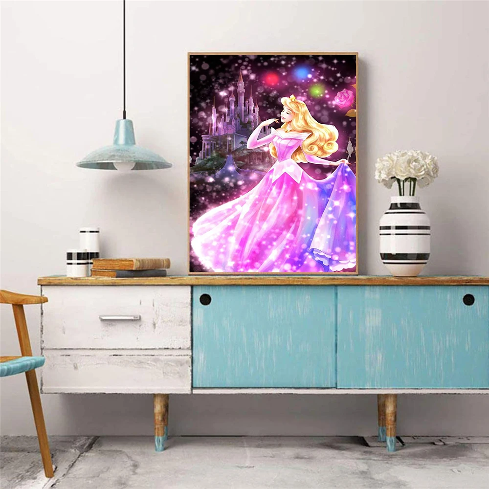 Diamond Painting Disney Princess Characters 5D DIY Art Cartoon Portrait Mosaic Embroidery Hobby Round Drill Home Mural Decor